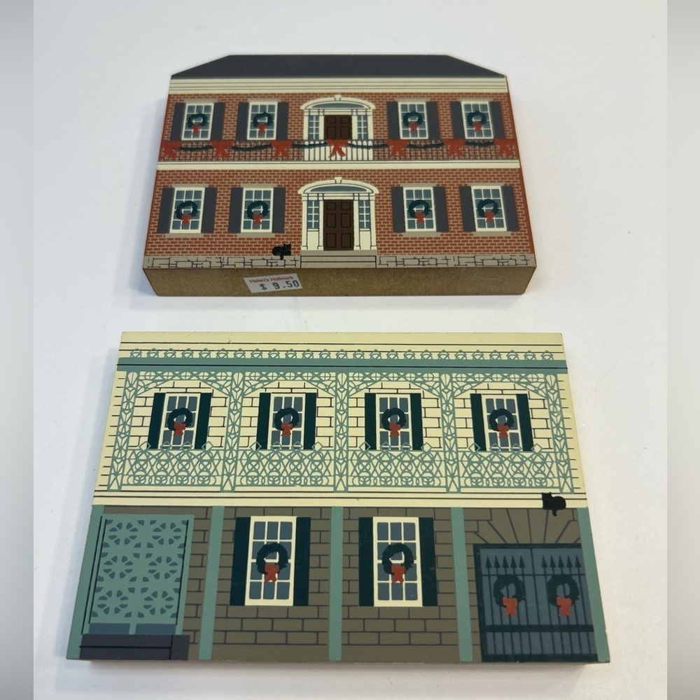 Lot of 2 The Cats Meow New Orleans Christmas Series 1994 Shelf Sitter Houses